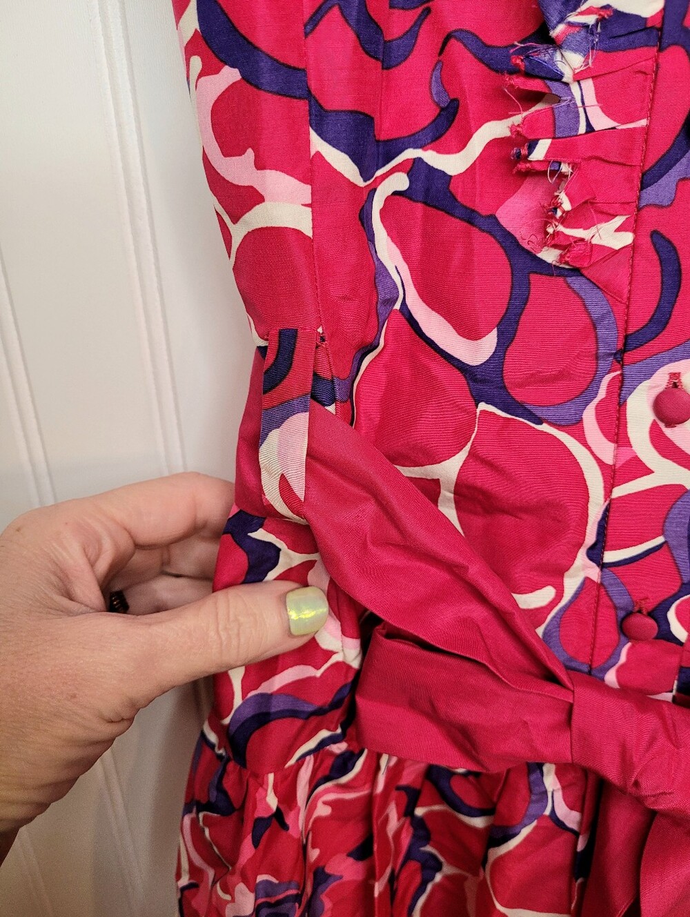 RARE Vintage Lilly Pulitzer WHITE TAG Silk/Cotton Floral Dress Sz 4 Crinoline - Picture 8 of 12